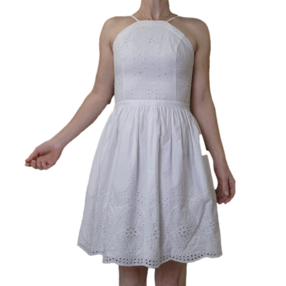 Mini dress White color Cotton Halter dress A&F Size S - Picture 1 of 14